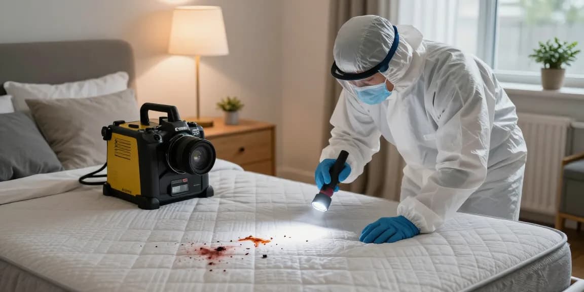 Bed bug heat treatment in Milwaukee, exterminator inspecting mattress for pests.