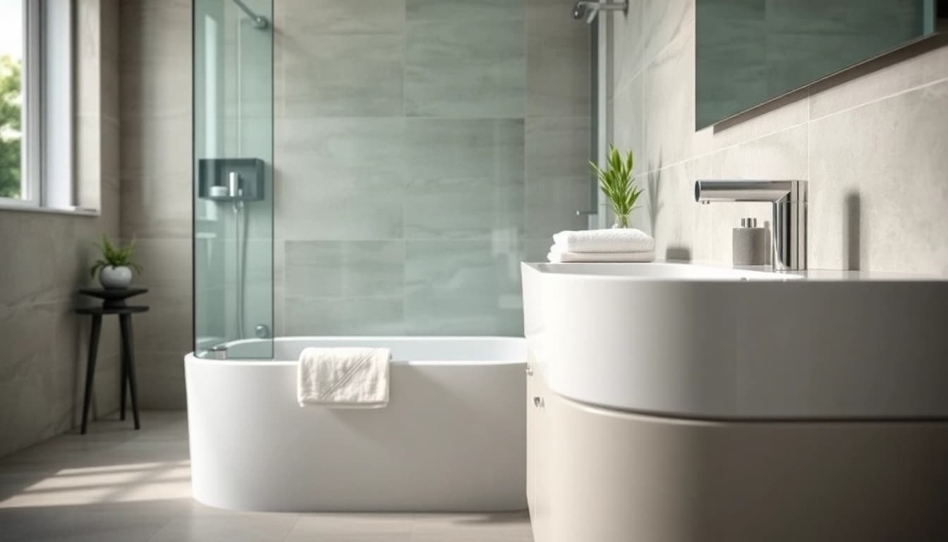 Genießen Sie die elegante sonni Duschkabine in einem einladenden Badezimmer mit modernen Elementen.