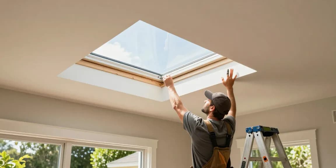 Skylight installation in Tampa home by Avatar Roofing for enhanced natural light.