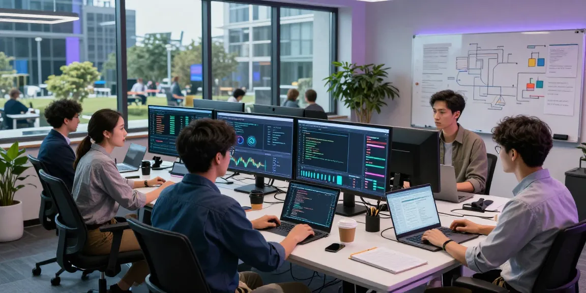 Dynamic Waygrid API management control room with engineers analyzing traffic metrics and data visualizations.
