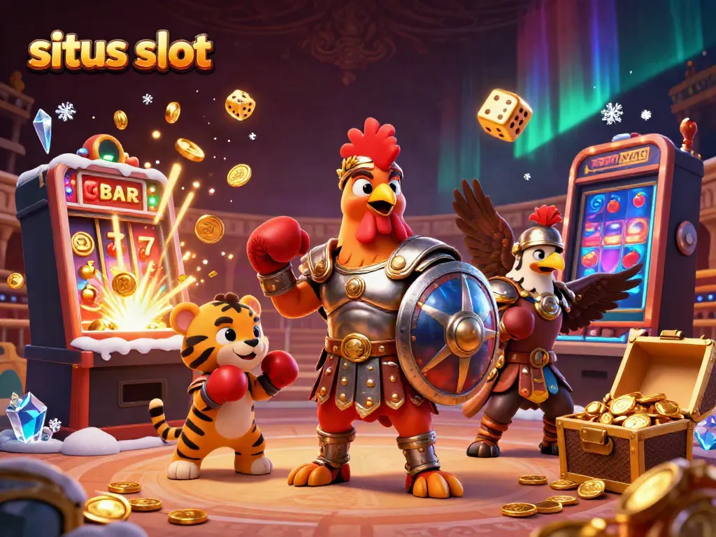 Experience thrilling jackpots with a vibrant situs slot illustration featuring various casino elements.