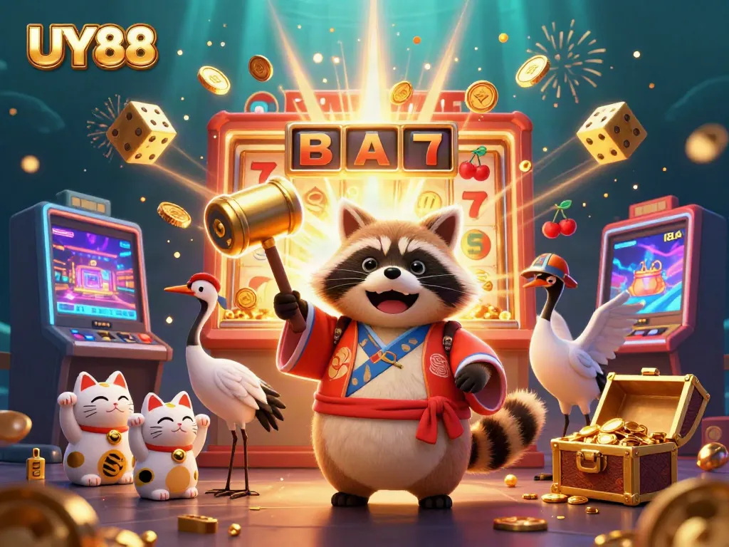 Experience the thrilling excitement of UY88 casino with colorful characters, vibrant games, and jackpot elements.