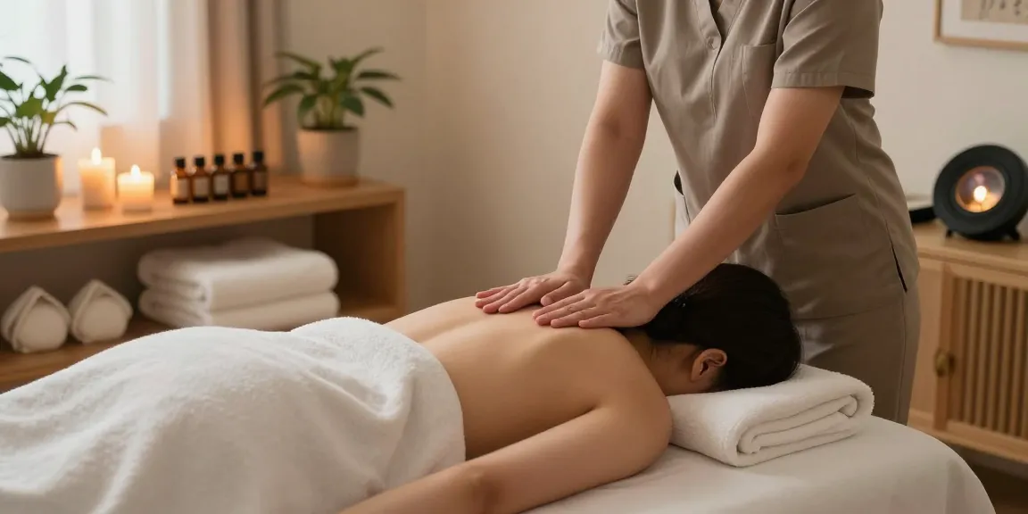 Relaxing home spa scene showcasing 부평출장안마 massage therapy with aromatic candles and soothing ambiance.