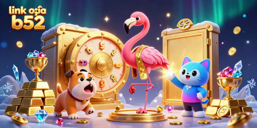 Spin to win at link vào b52 with exciting games and golden prizes featuring energetic characters.