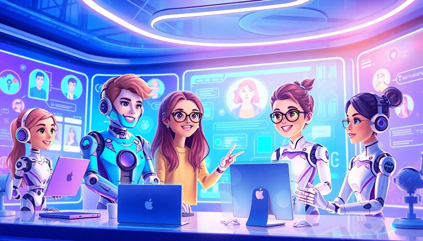 Dynamic virtual chat with diverse AI characters symbolizing crush on ai.