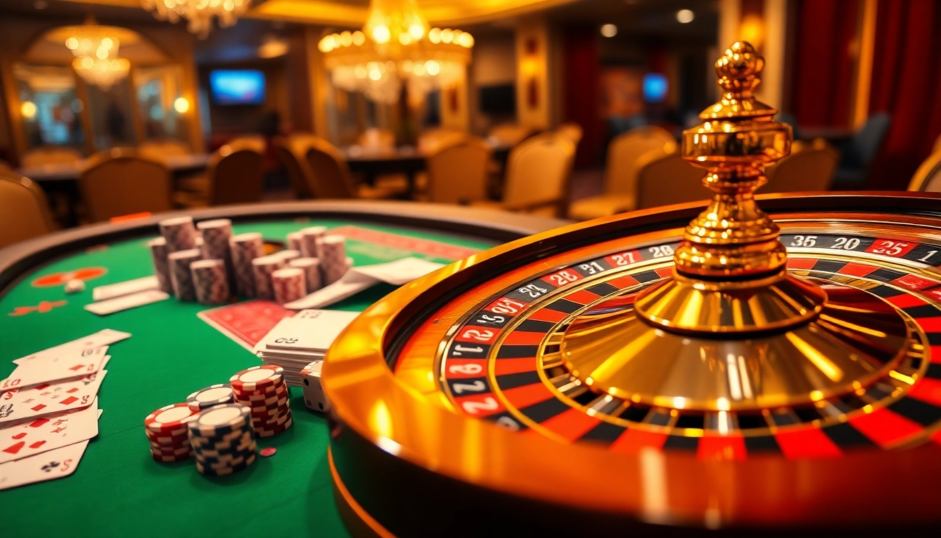 Lode88 offers an exciting casino experience with vibrant poker tables, cards, and chips.