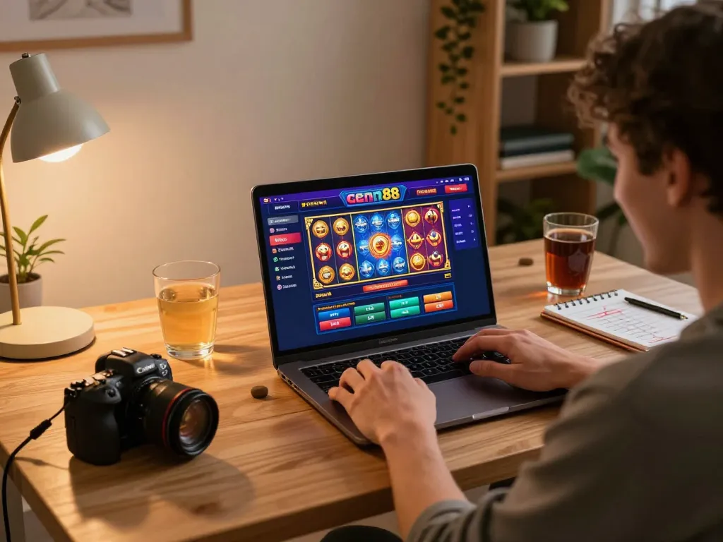 Player engaging with gem88 online casino platform, lively game options visible, showcasing strategic gameplay.
