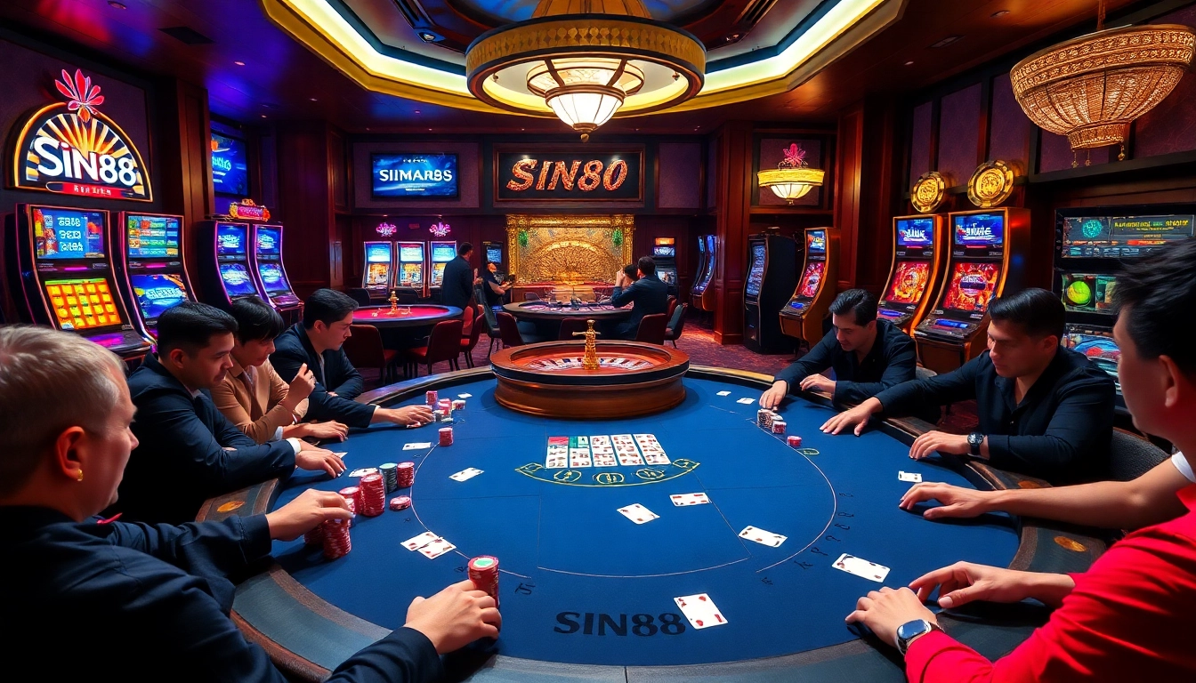 SIN88 tables provide players a thrilling and luxurious gambling experience with poker chips and cards.