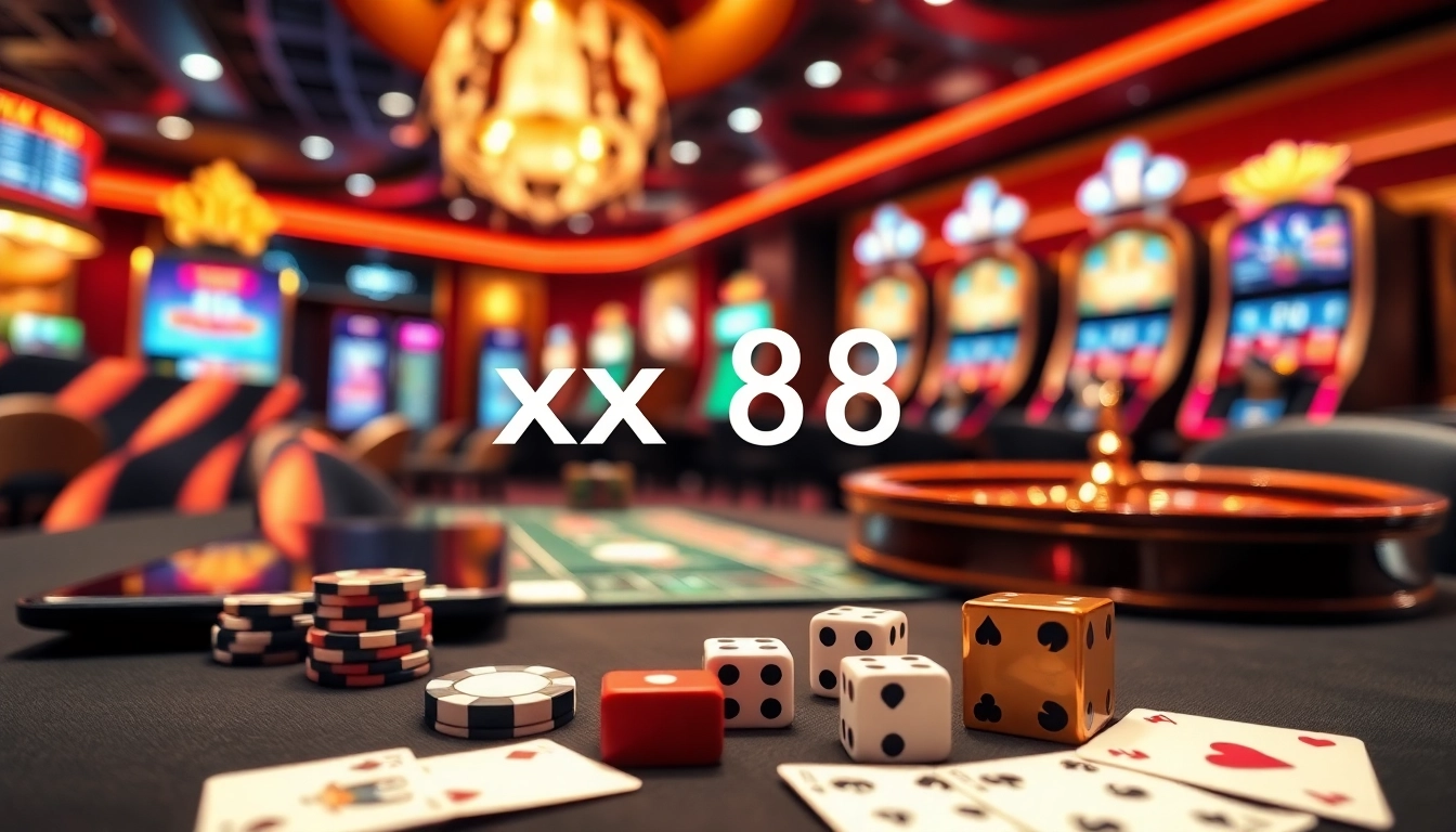 Experience engaging online gambling at xx 88 Casino with vibrant tables and slot machines.
