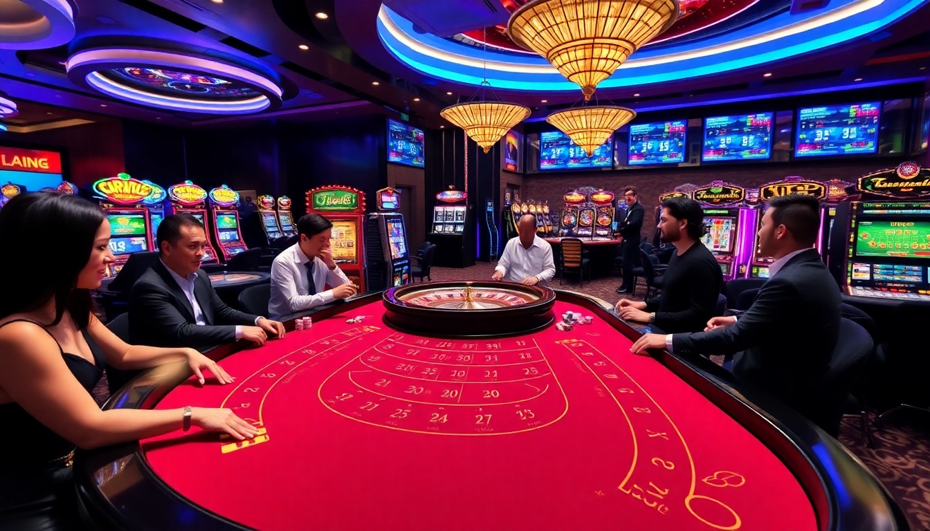 Experience the excitement of ku88 in a luxurious casino setting with vibrant gaming elements.