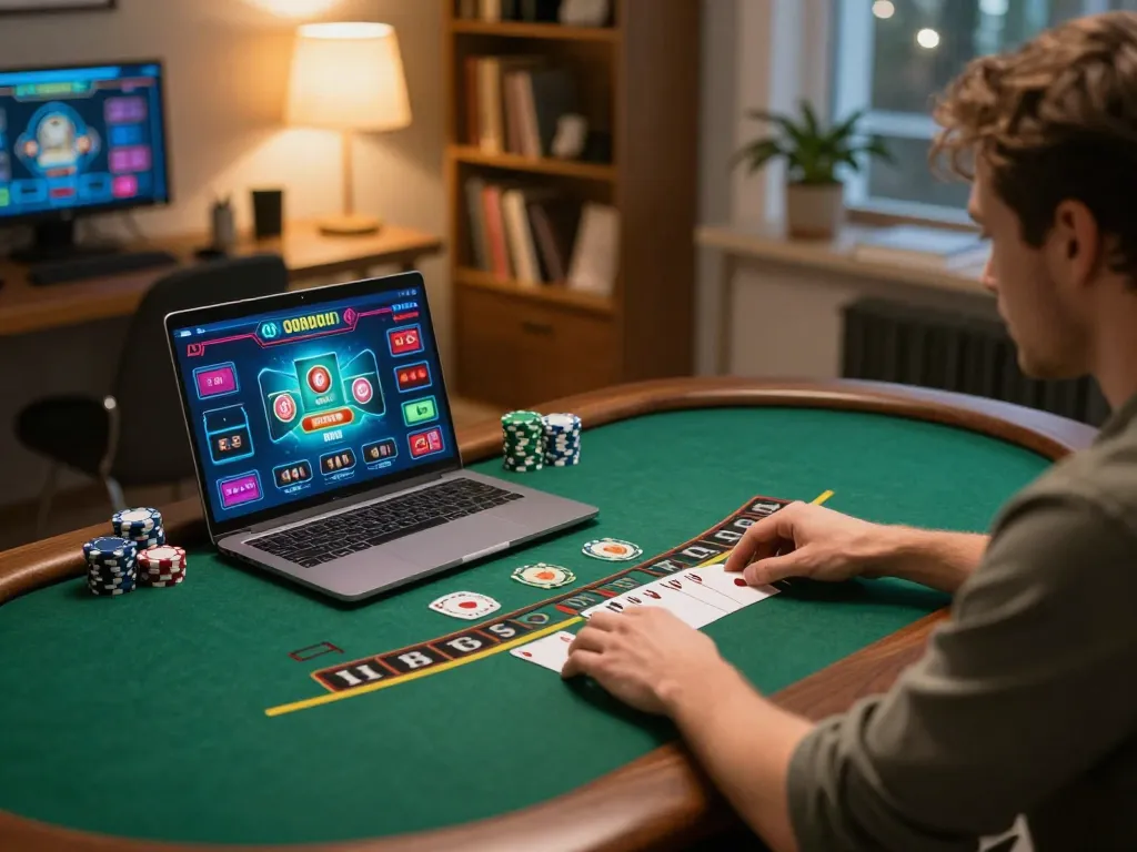 FC88 player strategizing during an online blackjack game with live dealer