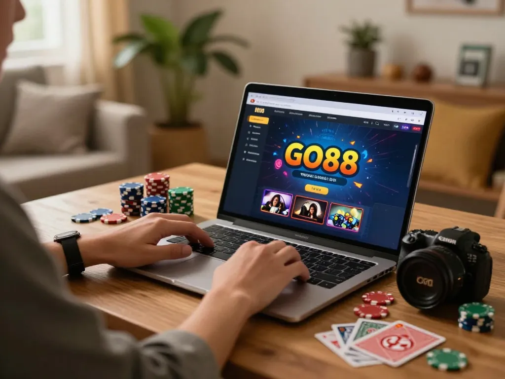 Engaging gameplay on GO88 platform with online casino setup and warm home atmosphere.