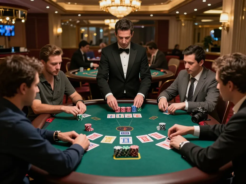 Engaged players focusing intensely on a blackjack table at mb668 casino in vibrant atmosphere.