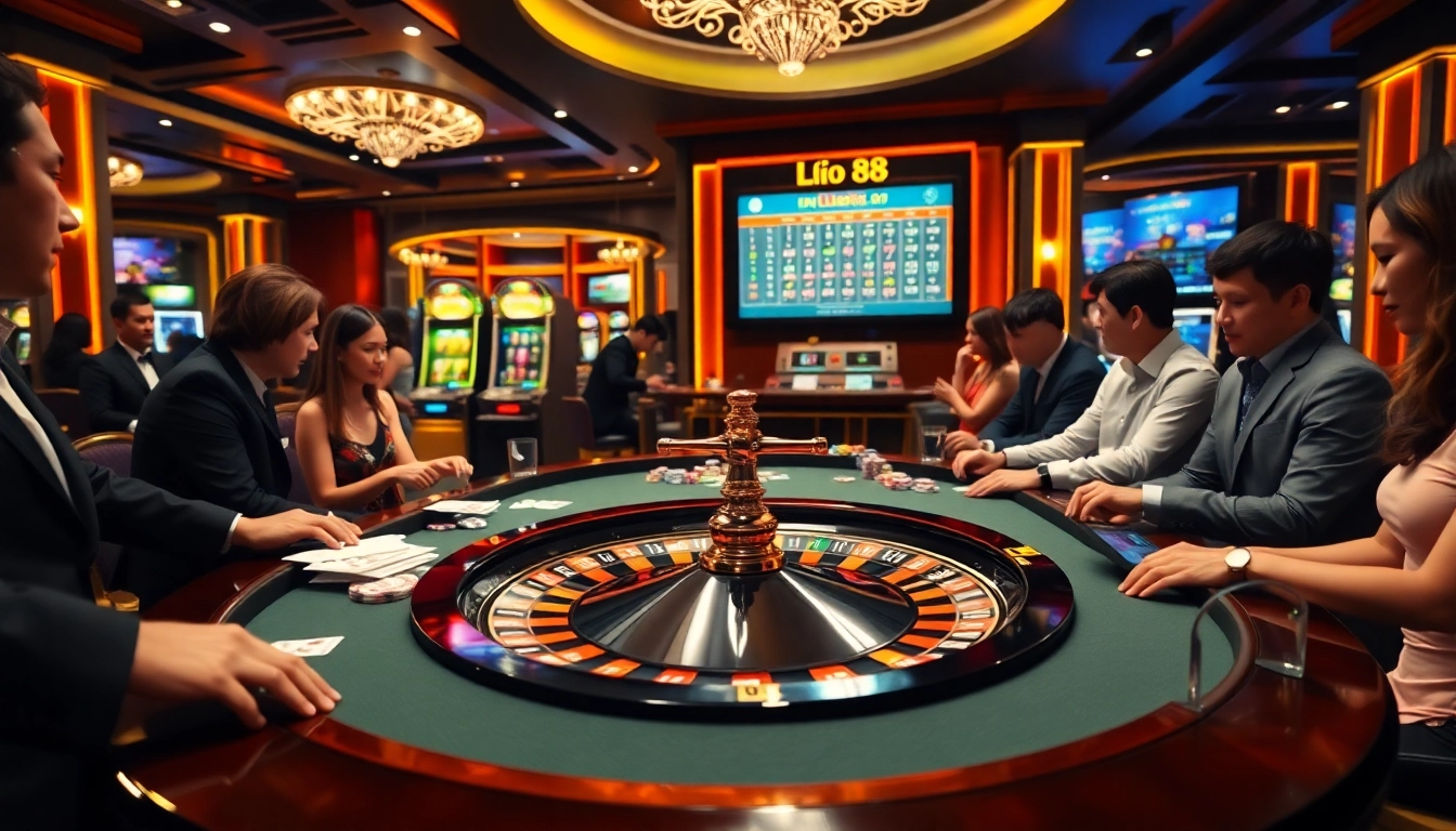 Players engaging with lô đề 88 online betting at a vibrant casino table.