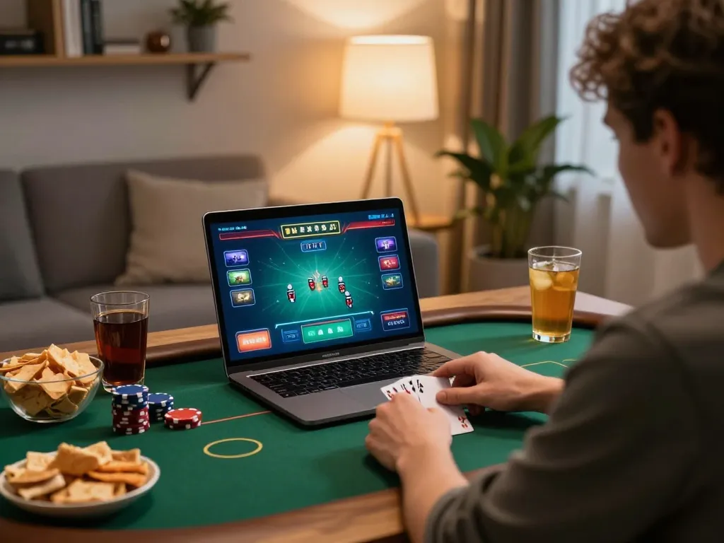 Experience strategic gameplay at rikvip with an engaging online poker game setup in a cozy setting.