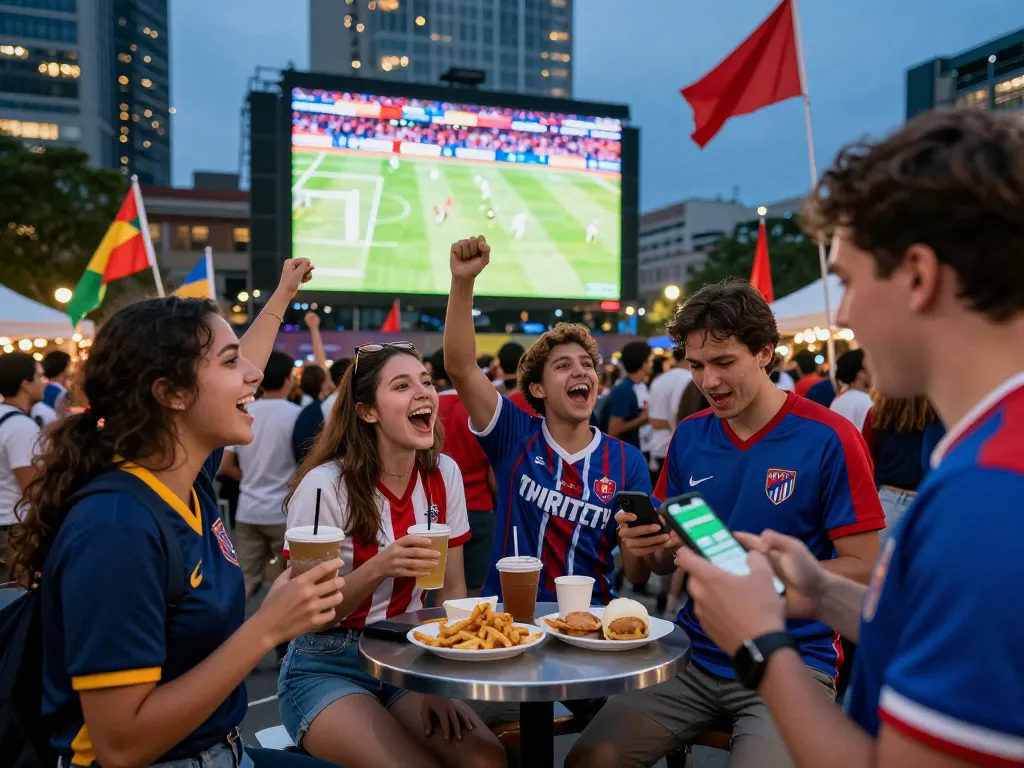 Fans celebrating at a live sports viewing event, highlighting B体育官网 excitement and community spirit.