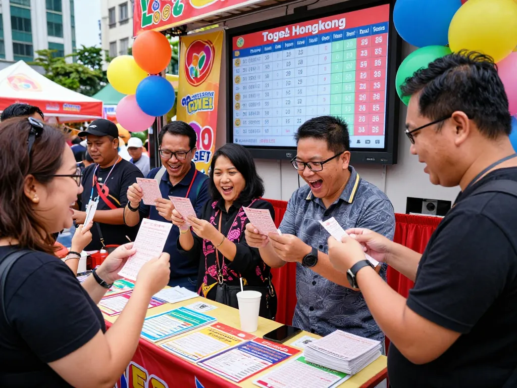 Pemain yang bersemangat merayakan hasil Togel Hongkong dalam pertemuan perkotaan.