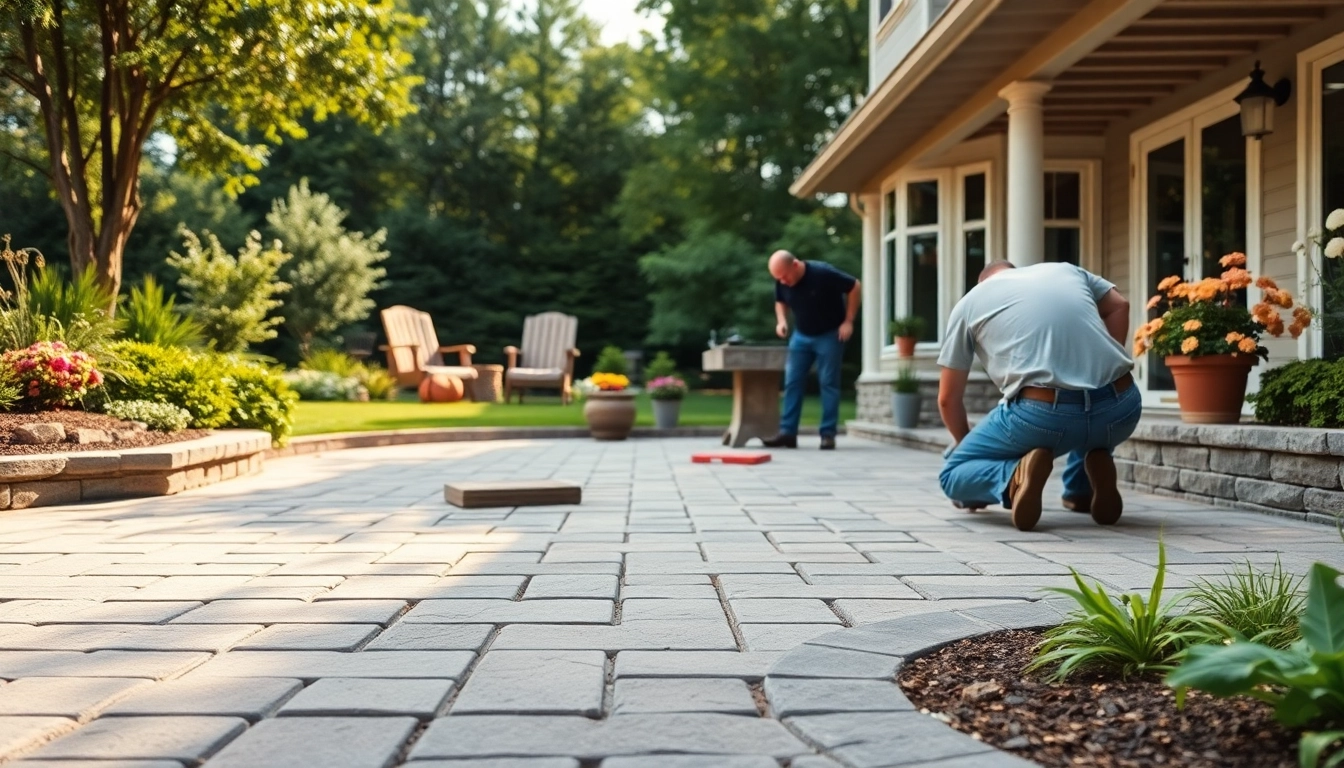 Paver patio installation Bay Area showcased by skilled professionals in a lush backyard.