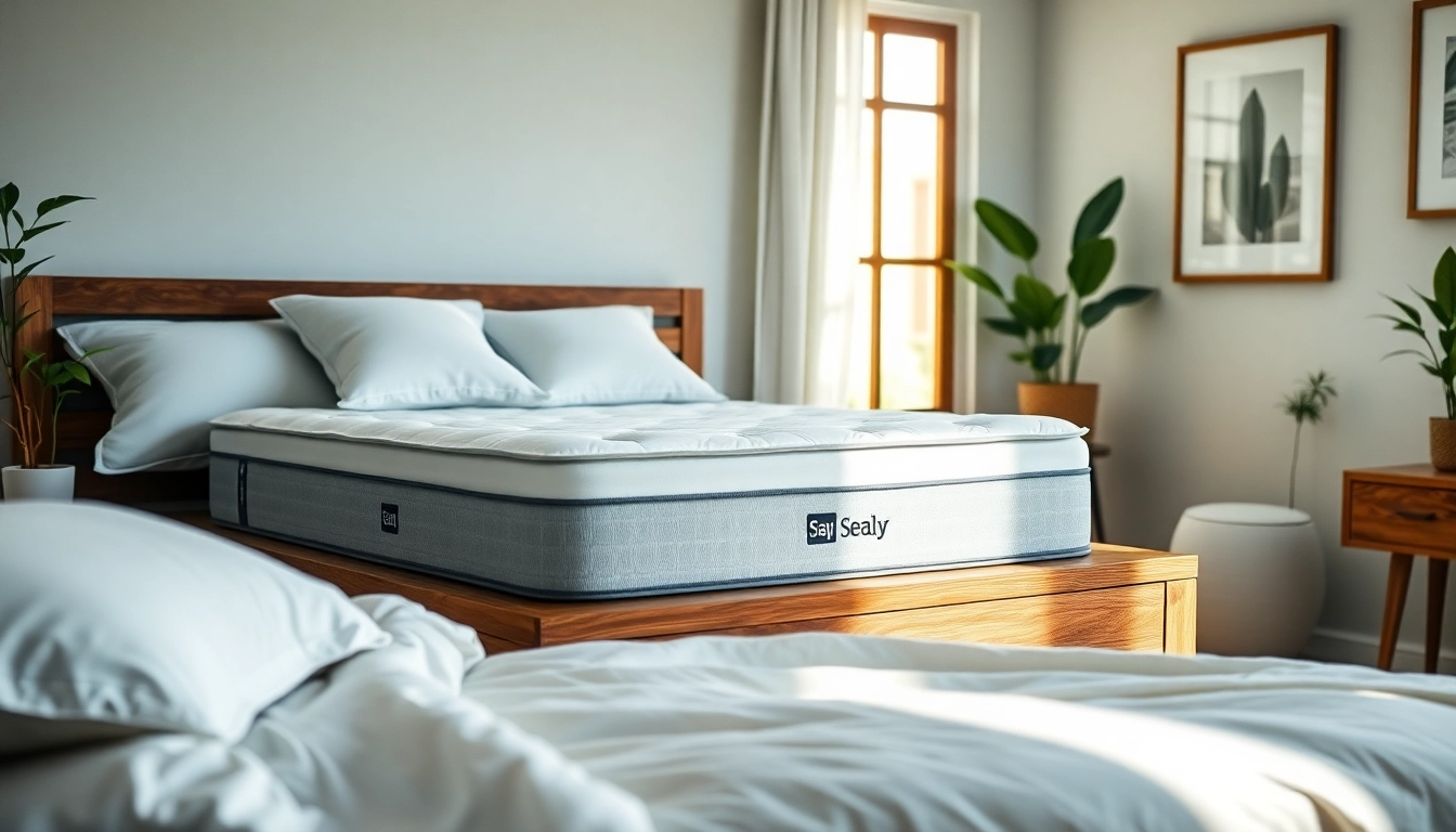 Relaxing setting with Sealy Posturepedic mattresses, inviting comfort and cozy atmosphere.