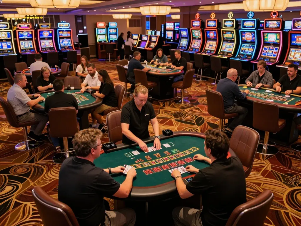 Players engaged in baccarat at an upbeat casino while experiencing the thrills of itwshow.