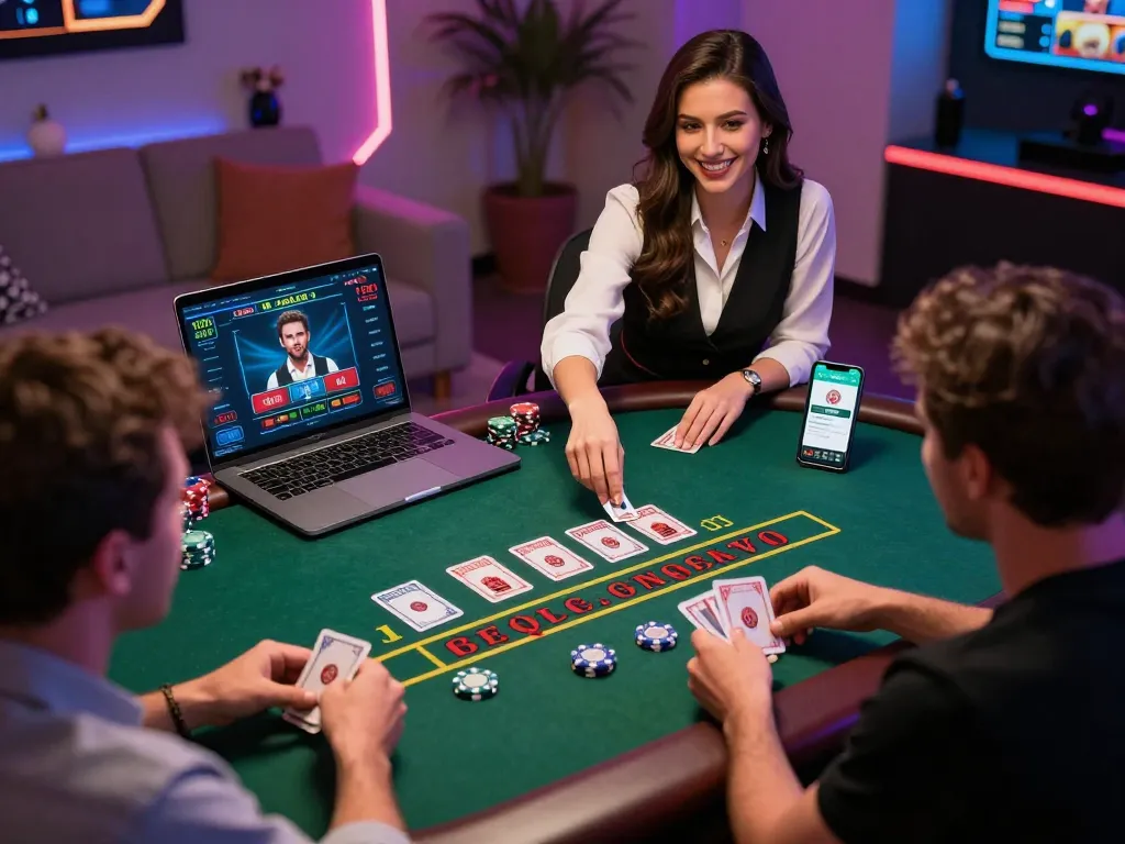 Players engaging in live dealer blackjack at LEMACAU online casino, showcasing interactive gameplay.