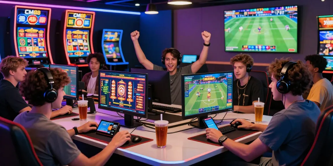 Engaged players at CM88 exciting online gaming environment with colorful slots and sportsbook highlights.