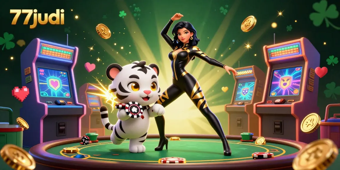Experience the excitement of 77judi with stunning visuals featuring vibrant gaming elements and a lively atmosphere.
