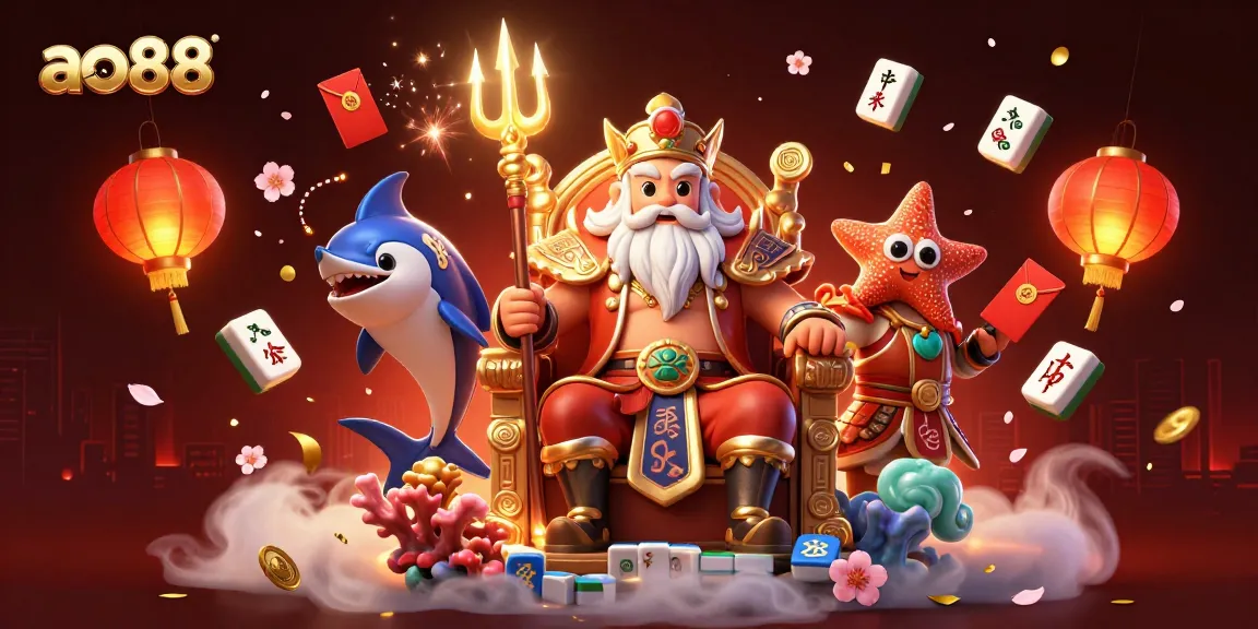 Experience thrilling gaming at ao88 with vibrant sea-themed characters and dynamic casino elements.