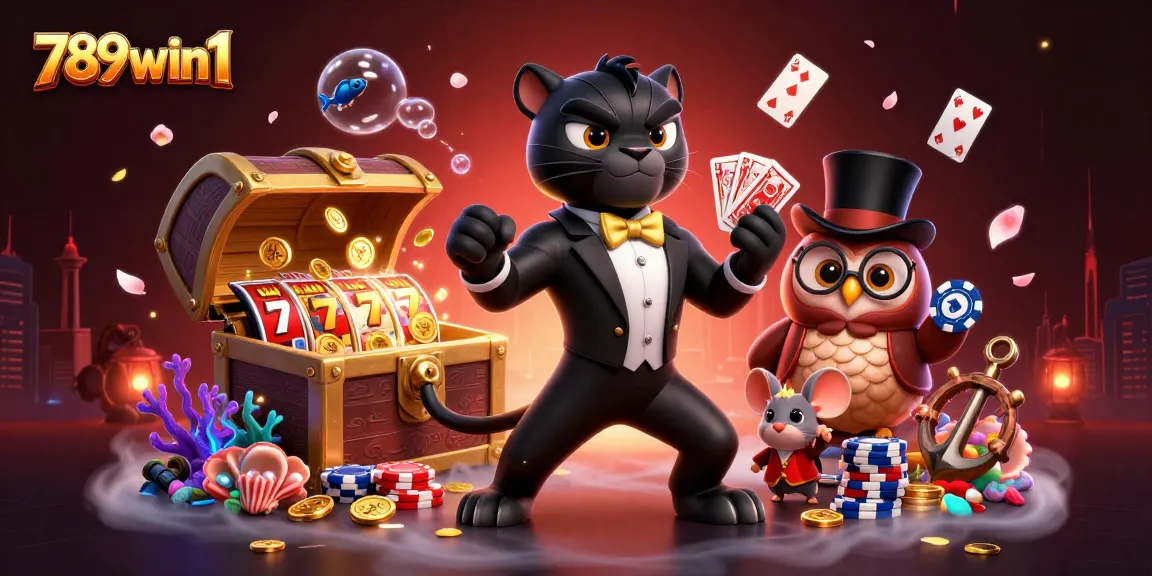 Engage in thrilling gameplay at 789win1 with our stunning casino scene featuring vibrant characters and elements.
