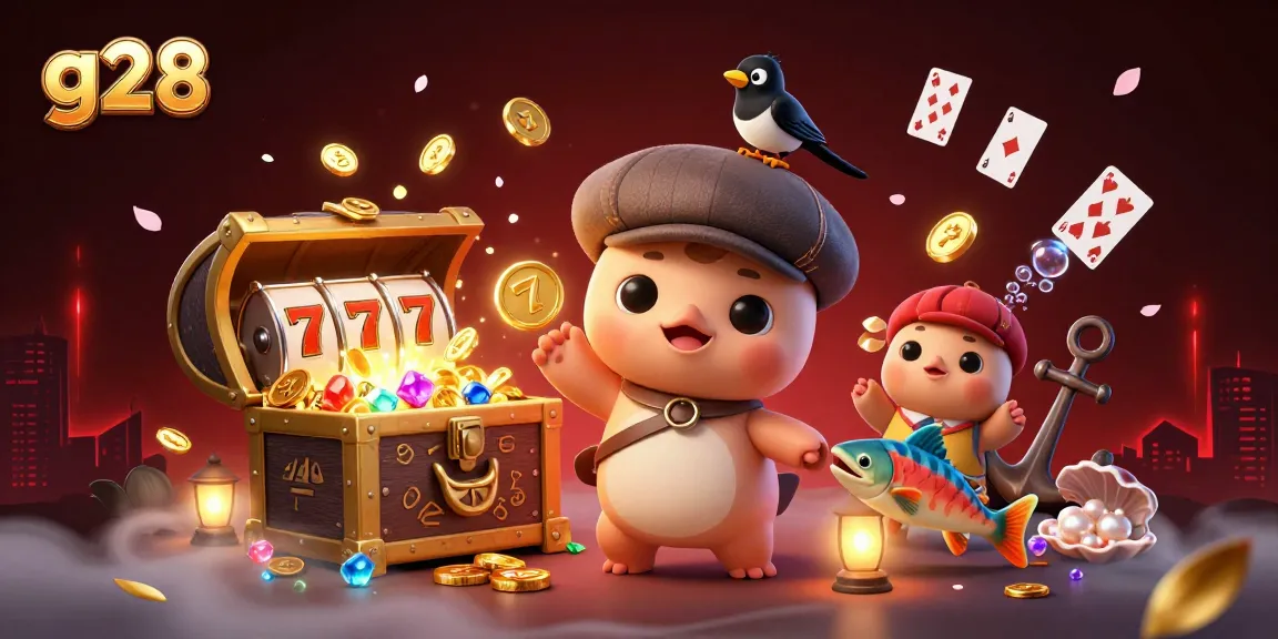 Play the ultimate online casino experience with g28 featuring cute Nessie, gold coins, and vibrant game elements.