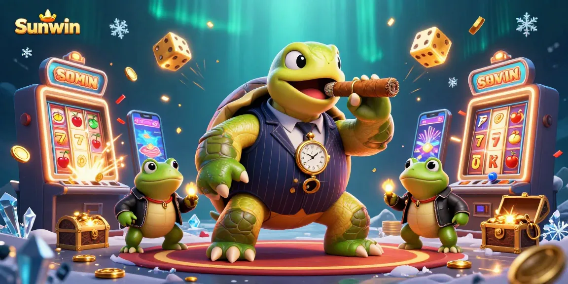 Win big with Sunwin's vibrant 3D casino scene featuring dynamic game elements and iconic characters.