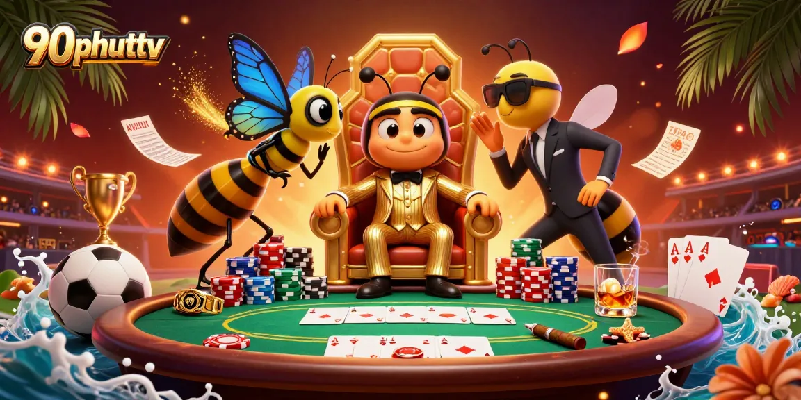 Engage with 90phuttv's vibrant sports betting scene featuring exciting game elements and dynamic characters.