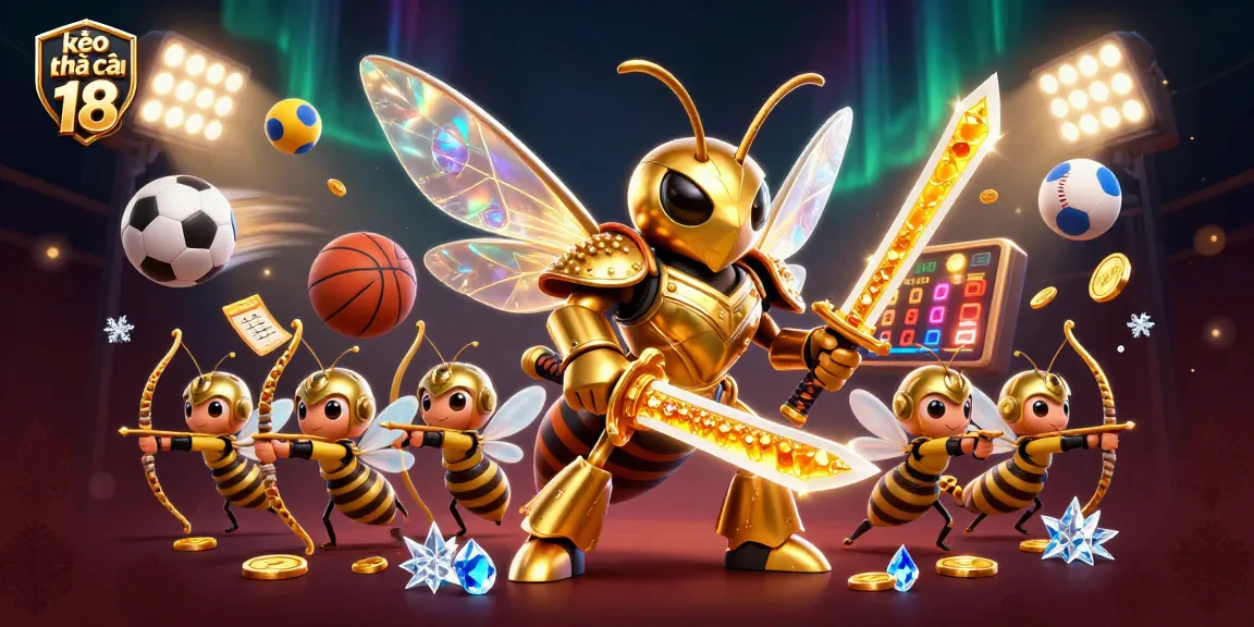 Engage with kèo nhà cái 18 in a vibrant 3D scene showcasing dynamic sports betting elements and characters.