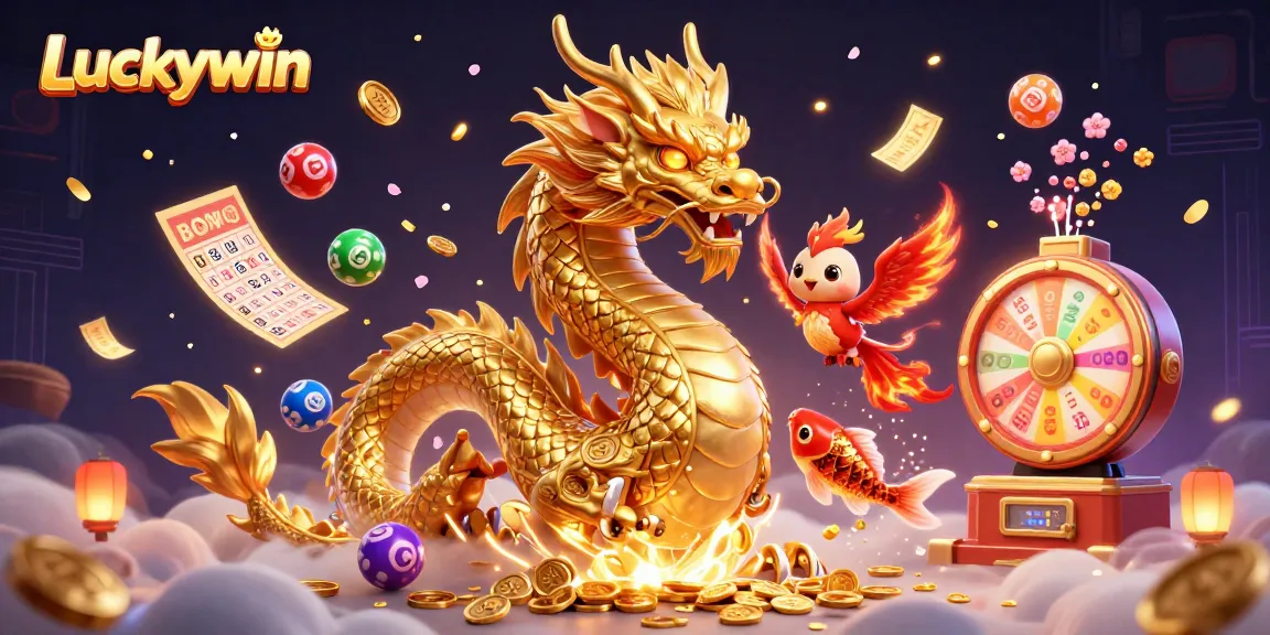 Experience Luckywin's vibrant games with excitement, featuring dragons, koi, and lottery thrills.