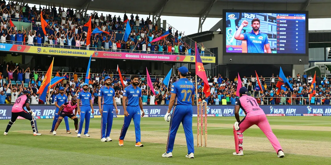 Mumbai Indians dominating the field during an IPL match, capturing excitement and casino-like thrill of sports wagering.